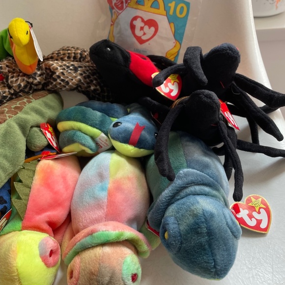 Ty Beanie Babies Reptiles Iguana Insects Lot with Hang Tags! Set 14 RARE RETIRED - Picture 2 of 5